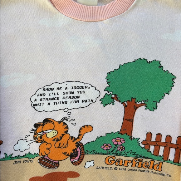 Vintage Garfield Jim Davis All Over Print Crewneck Kids Sweatshirt - Picture 3 of 14